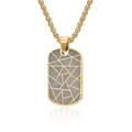 Minimalist gold stainless steel dog tag necklace with geometric pattern on white background - Single Pendant Gold