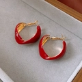 Orecchini a cerchio retrò rosso Ancora a forma di C con interno dorato intrecciato - Orecchini a Cerchio Torcenti di Giunzione / Rosso a Forma di C (73# Cerchio)