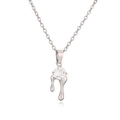 Collana minimalista in argento con pendente geometrico in zircone e metallo liquido - Argento
