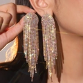 Exaggerated long tassel snake earrings with colorful rhinestones in a luxury style - Colorful Rhinestone Tassel (DTE1816327GL-WAB)