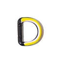 D-ring spring clasp with black, yellow, and white enamel finish for DIY keychains - Black