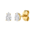 Elegant 14K gold pear cut cubic zirconia drop earrings with minimalist 3-prong setting - Gold Pear Cut Clear Zircon
