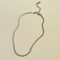 Collana minimalista a catena serpente argento con maglie piatte e incisione K18 - Stile S / Argento