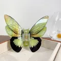 Large yellow-green gradient butterfly hair claw clip with realistic wing texture - Green Swallowtail 11CM