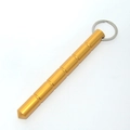 Golden aluminum tactical kubotan keychain with non-slip grip and glass breaker tip - Round Head Gold