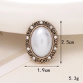 Detailed view of vintage oval pearl charm with gold filigree and tiny white rhinestones - D1736 Rhinestone Pearl Oval