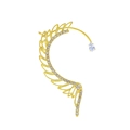 Sparkling gold wing ear cuff with rhinestones and pear-shaped drop stone for women - Style A Gold Right Side (M-431)