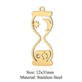 Detailed view of gold stainless steel hourglass charm with sun and moon cutout motifs - Gold Hourglass
