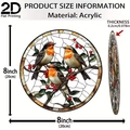 2D printed acrylic round disc ornament with colorful robin birds, 8 inch diameter - 15x15cm / Robin Group