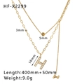 Especificaciones detalladas de tamaño para collar de doble capa con colgante de H - Oro de 18K / Estilo de Letra H de Doble Capa (HF-X2299)