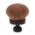 Close-up of fluffy brown bristles and ergonomic handle on a large multipurpose powder brush - OPP Bag / Black + Nude Hair