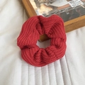 Elastic red knitted scrunchie with soft crochet texture and flexible pleats - Red Knit
