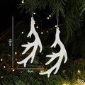 White glitter reindeer Christmas tree ornaments 2-piece set 15cm hanging decoration - Antler/2 Packs