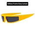 Y2K futuristic wrap sunglasses with vibrant yellow frames and dark grey lenses - Yellow Frame Grey Lens