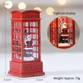 Red Christmas telephone booth ornament with Santa Claus and LED lights decoration - Red Interior Phone Booth - Santa Claus