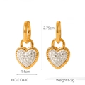 Pendientes de corazón en acero inoxidable bañado en oro 18K con pavé de cristales - Estilo Pavé de Circonita Corazón (HC-E10430)