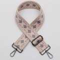 Correa bordada étnica rosa y gris con herrajes metálicos oscuros ajustables - Estilo 446 Gancho Color Pistola
