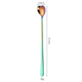 Rainbow heart-shaped stainless steel long handle spoon with 21.5cm length dimensions - Long Handle (21.5cm) / AB Color