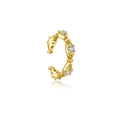 Elegante ear cuff in argento S925 dorato con tre pietre di zircone cubico bianco lucido - Stile Forma a C Pavé Zirconia (ME0165) / Placcato Oro 18K Singolo