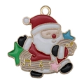 Ciondolo Babbo Natale in smalto con dettagli rossi per creazione gioielli fai da te - Babbo Natale con Sacco Regalo (19580) / 1 Pezzo (24x24mm)