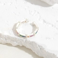 Silberner verstellbarer Ring mit bunten Regenbogen-Zirkonia auf weißem Stein - Bunter Zirkonia Silber Stil (JZ0296-1)