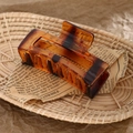 Rectangle amber tortoise shell hair claw clip with vintage resin finish for thick hair - 8.5cm Amber