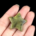 Star-shaped green natural agate crystal stone with black mineral veins for DIY jewelry - Southern Jade