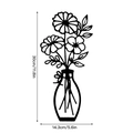 Decoración de pared de jarrón de metal negro con arte de líneas de flores de 30 cm - Estilo B / Negro