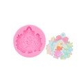 Pink silicone mold and finished DIY soap with colorful floral and bow relief patterns - Style 1# Floral Wreath Ribbon Round / Pink