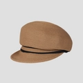 Nahaufnahme der feinen Papierflechtstruktur der khakifarbenen Strohkappe mit Band - M (56-58cm) / Khaki