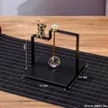 Square black metal tissue holder with golden bear weight and crystal ball accent - Square Bear Style / Black