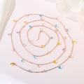 Artistic spiral view of rose gold necklace with colorful heart-shaped crystal charms - Colorful Heart Zirconia Chain (Style 7) / Length approx. 1m