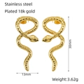 Snake shape earrings in 18k gold plated stainless steel finish, size 30mm by 13mm - 1334
