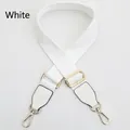 Adjustable white canvas shoulder strap with gold metal hooks and cross pattern layout - White Strap-White Leather / Light Gold Buckle