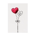 Muttertagskarte mit rotem 3D-Lederherz und handschriftlichem Love You Mom Schriftzug - Herz Ballon