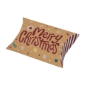 Pillow-shaped kraft paper Christmas gift box with red Merry Christmas print and stripes - Merry Christmas