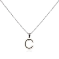 Collar de acero inoxidable plateado con colgante de letra C e incrustación negra - Letra C