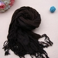 Deep brown cashmere-like plaid scarf with soft texture and classic tassels for winter - XLB-001 Dark Brown