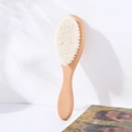 Spazzola ovale per neonati con setole in lana morbida e manico in legno naturale per capelli - Spazzola in Lana di Faggio (18*5cm)