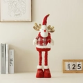 Standing Christmas reindeer figurine with red plaid sweater and telescopic legs - Telescopic Reindeer (Approx. 60cm)