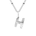 Polished silver stainless steel beaded chain necklace featuring letter H pendant - Letter H / Silver
