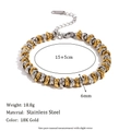Detailed specs of two-tone 18K gold plated stainless steel twisted chain bracelet - Hand-assembled Ring Bracelet - Two-tone