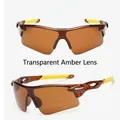 Sport cycling sunglasses with transparent tea lenses and yellow non-slip rubber tips - Transparent Tea (Tea Lens)