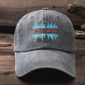 Berretto da baseball grigio lavato con ricamo skyline di Chicago e stelle rosse - Taglia unica / Grigio