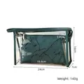 Detailed size chart for two-piece PU leather cosmetic bag and clear PVC toiletry bag set - X-152 Two-Piece Set Dark Green