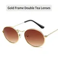 Vintage oval sunglasses with a gold metal frame and gradient tea brown lenses - 3547-50-20 / Gold Frame Gradient Tea Lens