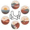 DIY 6-piece round landscape diamond painting wooden coasters set with black metal holder - Desert Landscape (BD608)