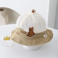 Cappello estivo traspirante in rete per bambini con ricamo a orsetto e dettaglio zampa 3D - 50cm (1-3 anni) / Cachi Scuro