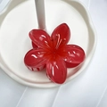 Glossy red gradient plumeria flower hair claw clip for elegant women styling - Gradient Bright Red
