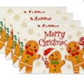 Set of 4 Christmas placemats with gingerbread man and Merry Christmas text - Gingerbread Man and Candy Cane (Pack of 4)